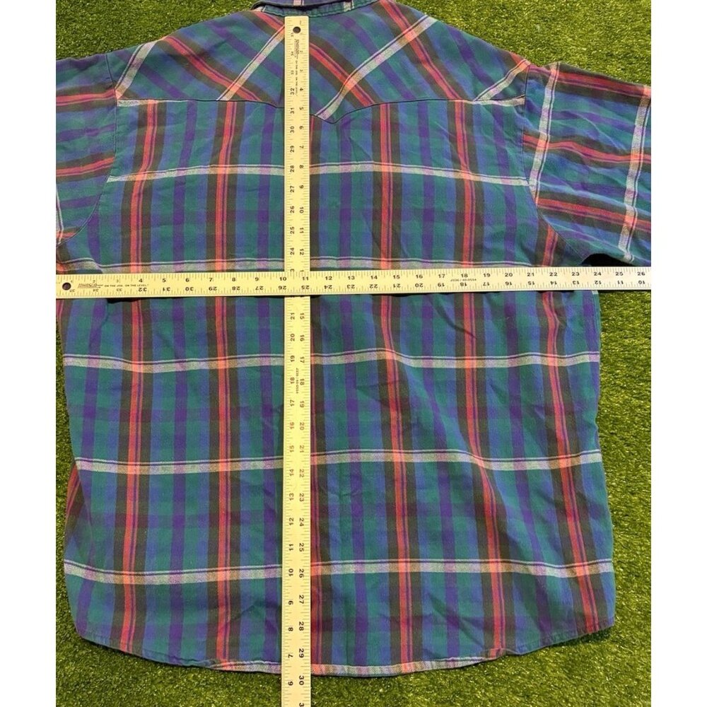 Vintage five brother shirt mens XL blue green pearl snap pockets western 39 - Picture 12 of 13